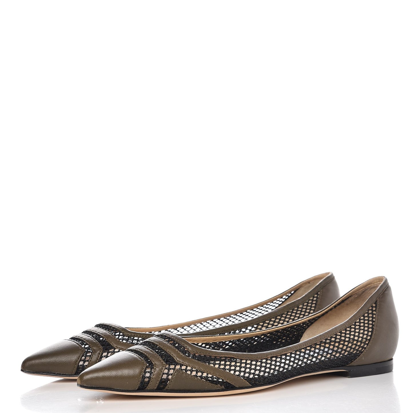 Nappa Mesh Hettie Pointy Toe Flats 38 Green