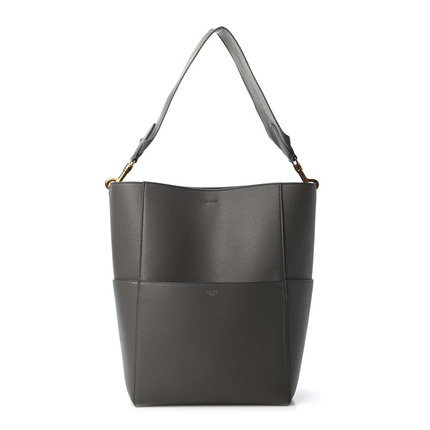 Celine Soft Grained Calfskin Sangle Bucket Bag Grey 1 of 4