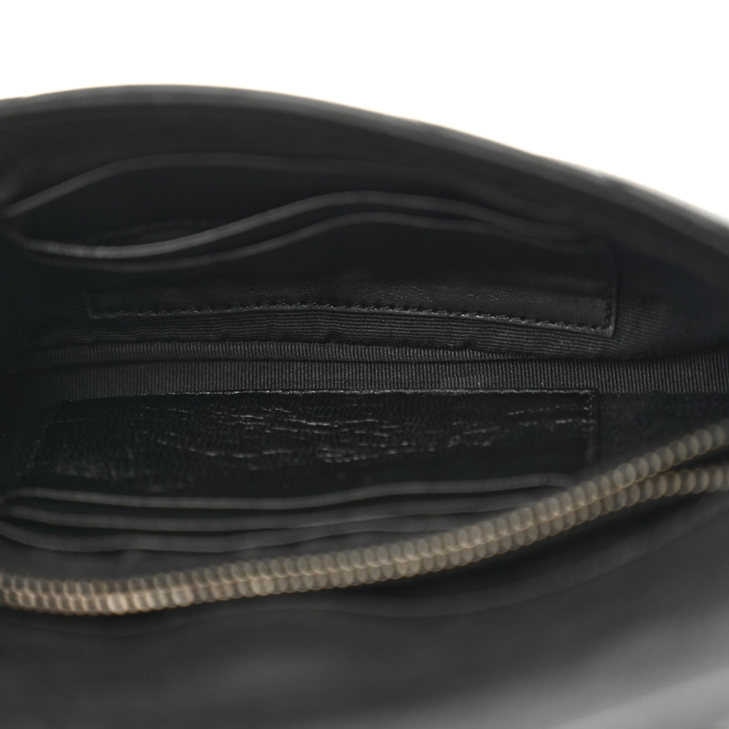 Sheepskin Matelasse Chevron Monogram College Chain Wallet Black