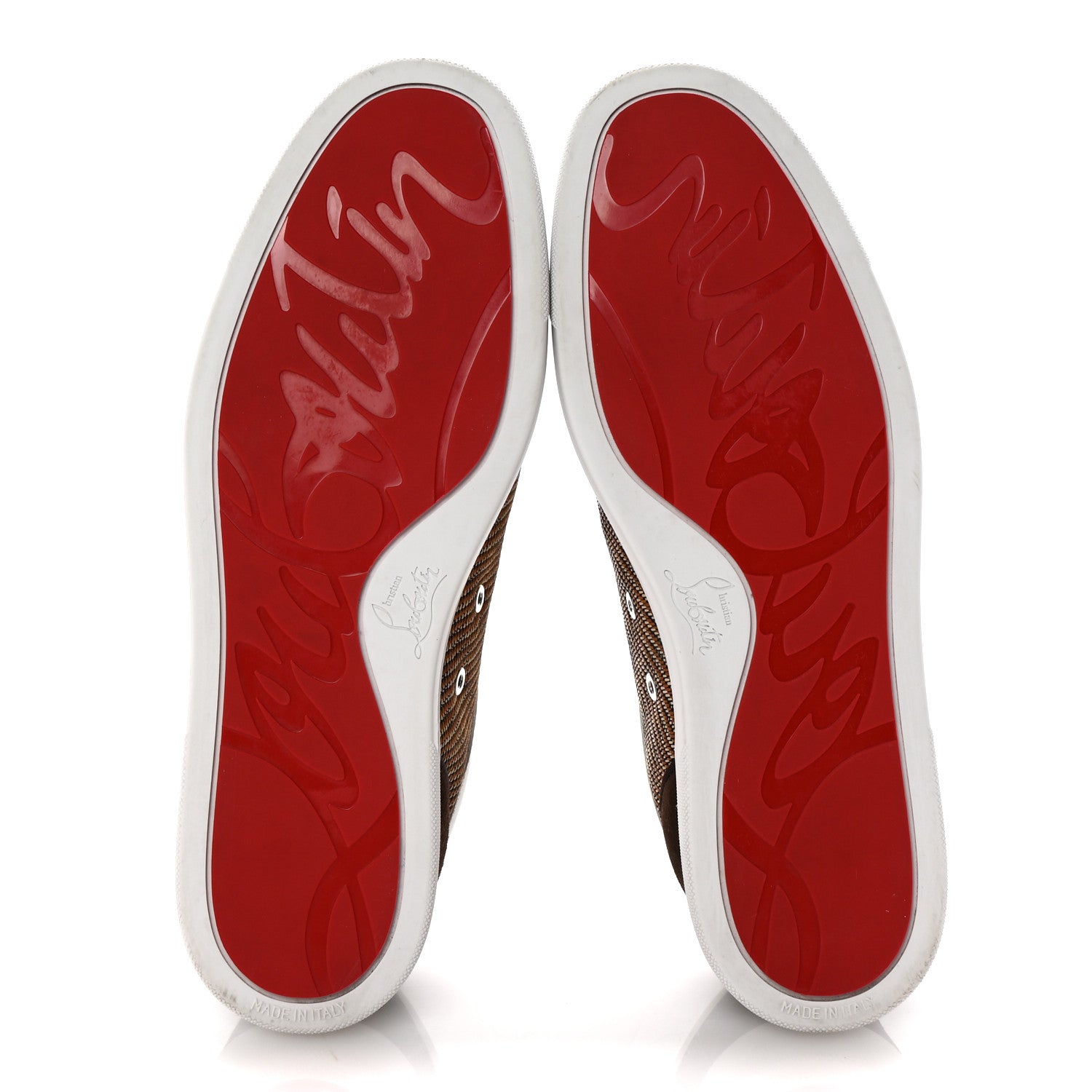 Christian Louboutin Calfskin Mens Louis Junior Spikes Orlato Flat Sneakers 44 Cuoio White 6 of 10