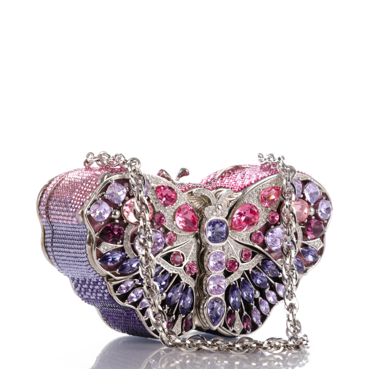 Crystal Butterfly Celestrina Minaudiere Clutch Plum
