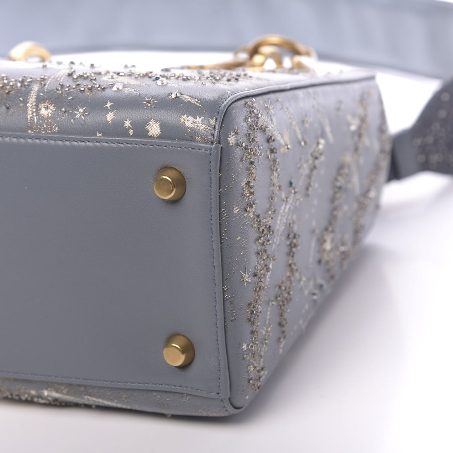 Smooth Calfskin Embroidered I Feel Blue Medium Lady Dior