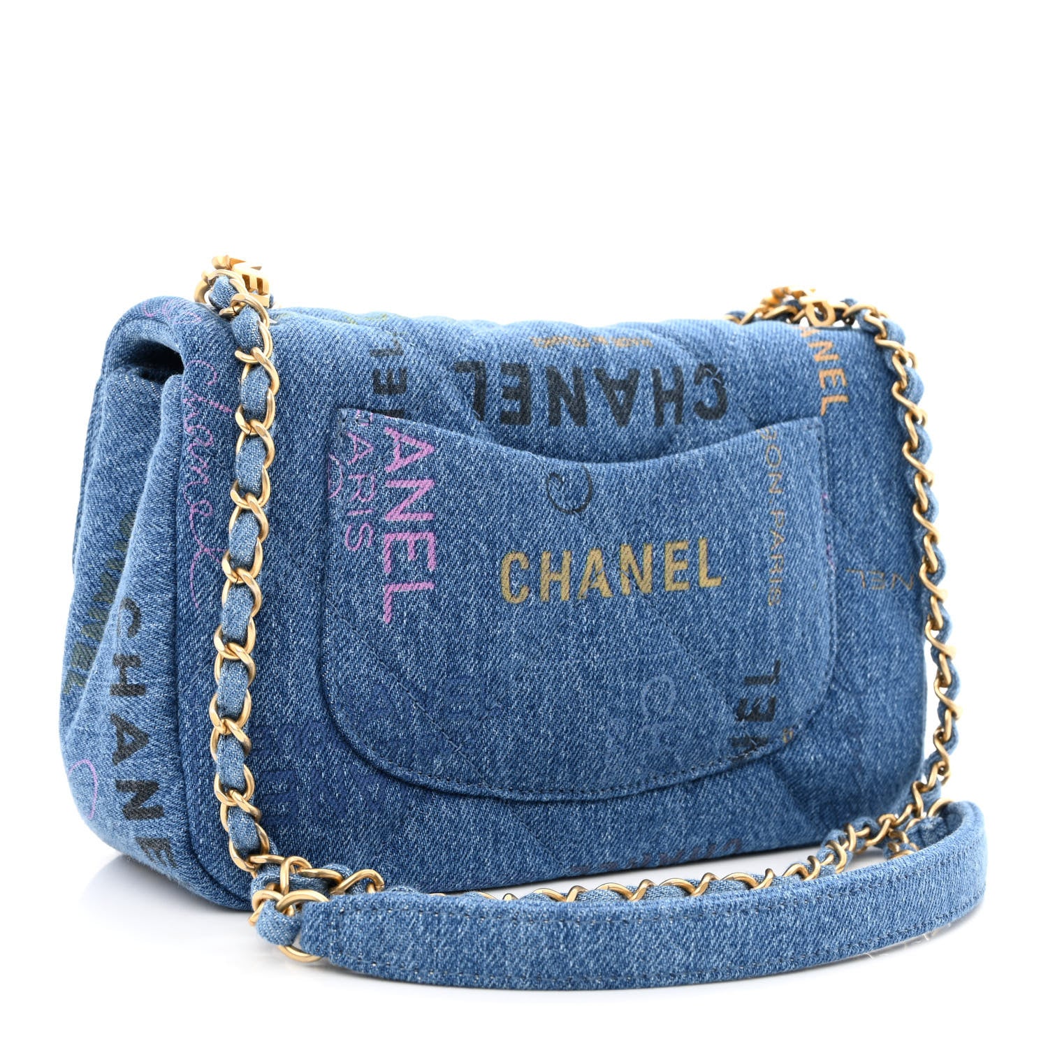 Chanel Denim Quilted Mini Denim Mood Rectangular Flap Blue Multicolor 3 of 11
