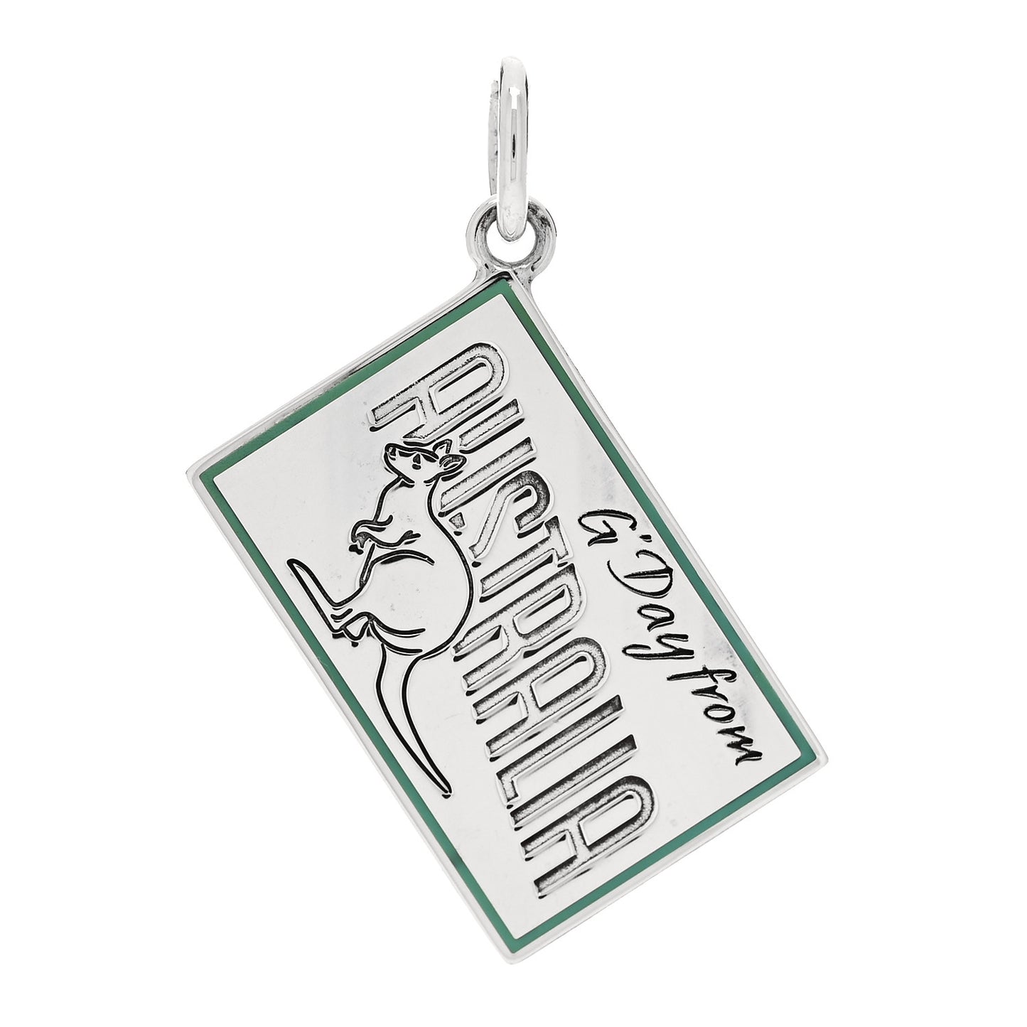 Sterling Silver Enamel Australia Postcard Charm Blue