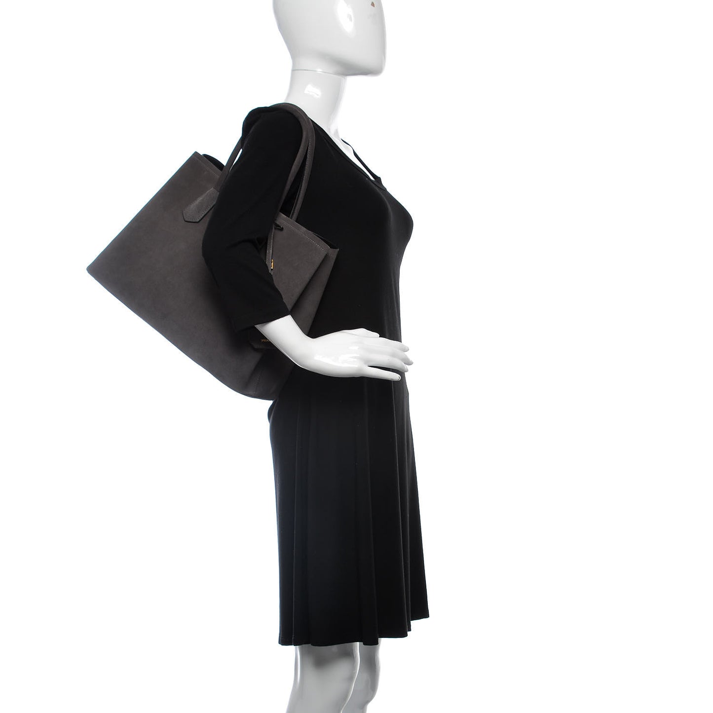 Scamosciato Suede Medium Double Bag Tote Grigio