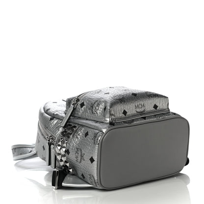 MCM Visetos Small Side Stud Stark Backpack Silver 4 of 9