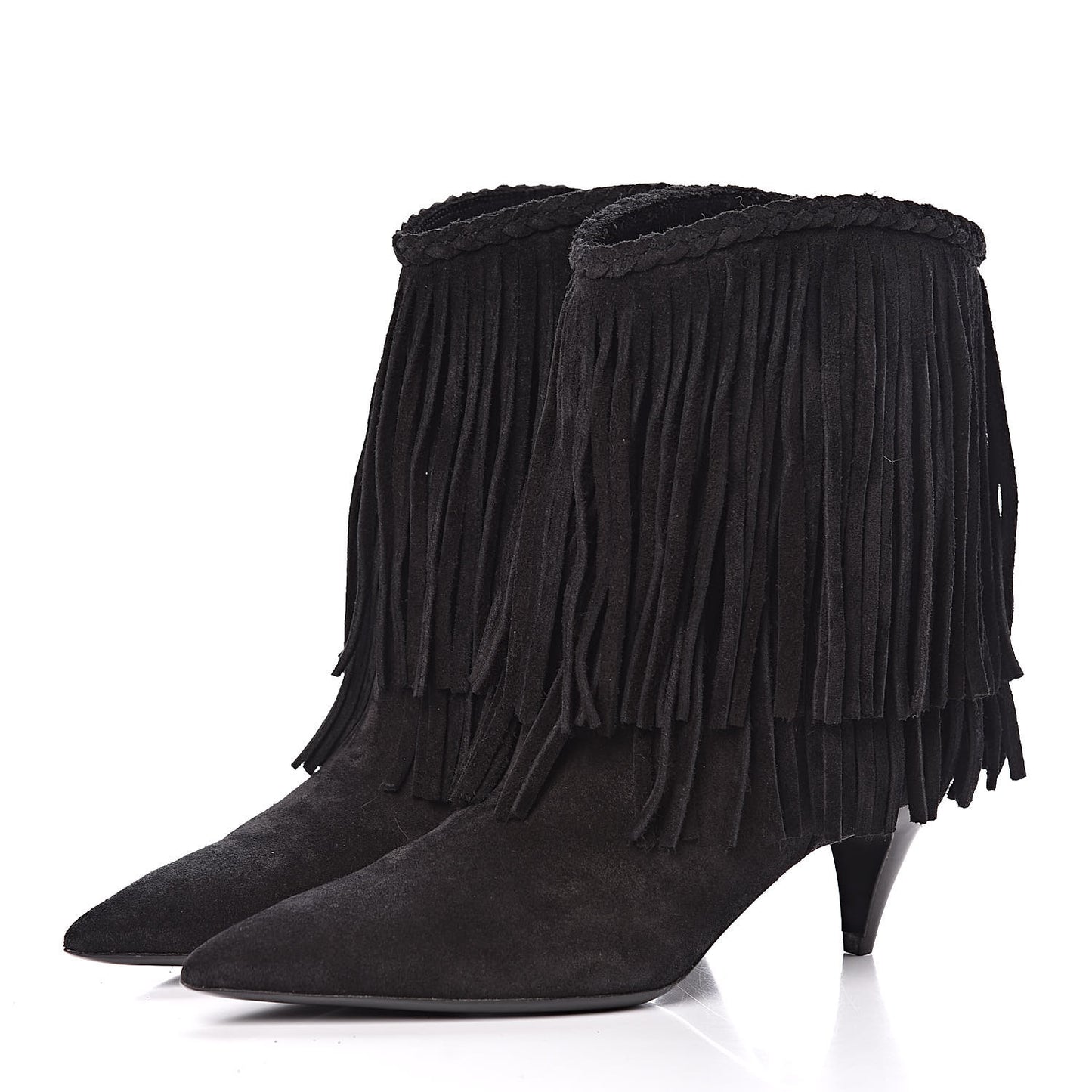 Suede Fringe Charlotte Ankle Boots 39 Black