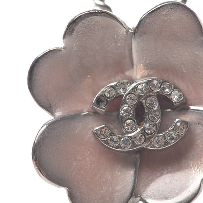 Chanel Enamel Crystal CC Camellia Pendant Necklace Silver 7 of 7