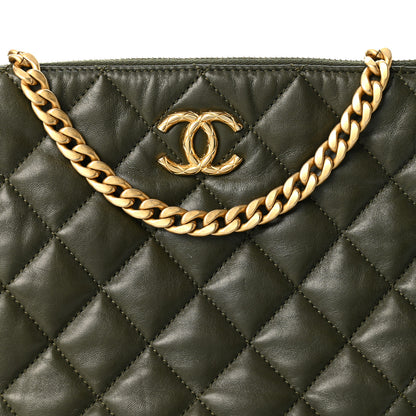Chanel Lambskin Quilted Pillow Crush Chain Hobo Khaki 8 of 10