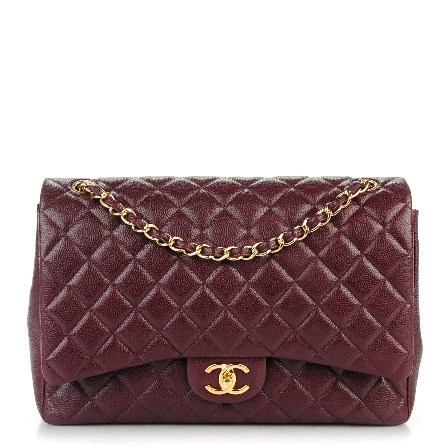 Chanel Caviar Quilted Maxi Double Flap Burgundy 1 of 7