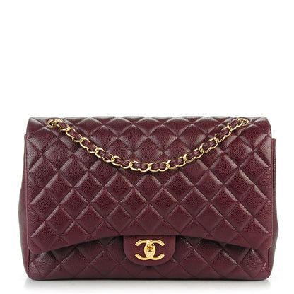 Chanel Caviar Quilted Maxi Double Flap Burgundy 1 of 7