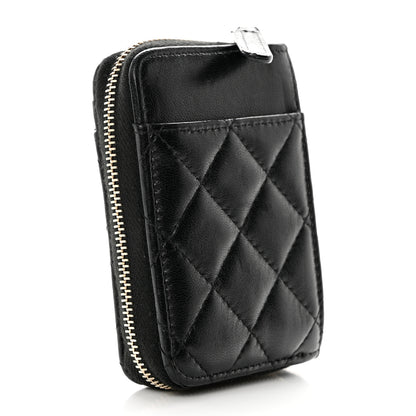 Chanel Lambskin Quilted Zip Card Holder Black 3 of 12