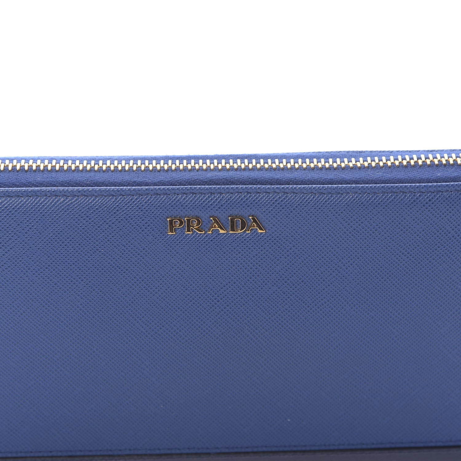 Prada Saffiano Stripe Zip Around Wallet Azzurro Bluette 7 of 10