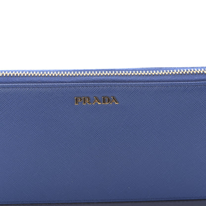 Prada Saffiano Stripe Zip Around Wallet Azzurro Bluette 7 of 10