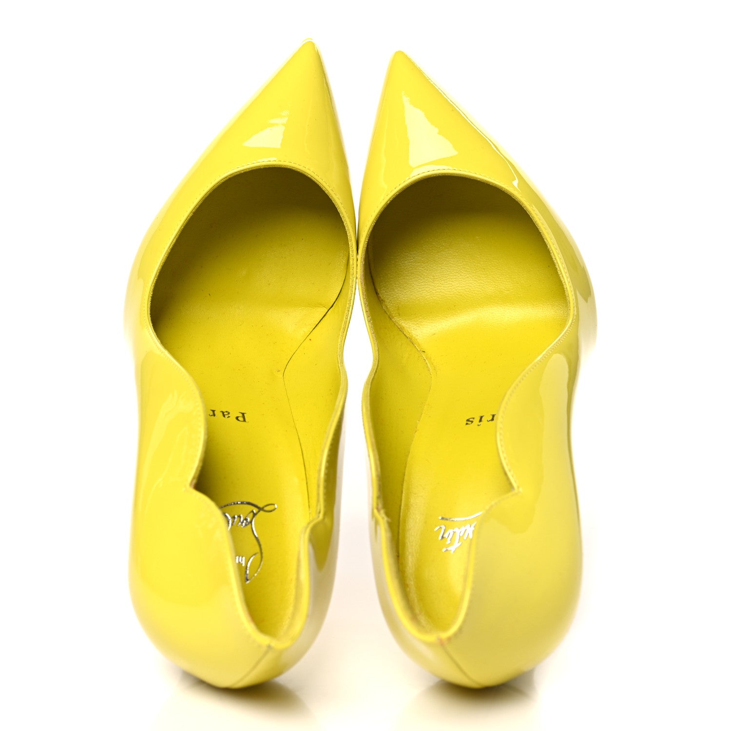 Christian Louboutin Patent Hot Chick 100 Pumps 37.5 Citrus 2 of 8