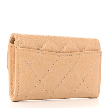 Chanel Caviar Quilted Flap Card Holder Wallet Beige 3 of 8