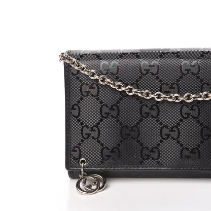 Gucci Imprime Monogram GG Pierce Chain Clutch Wallet Black 12 of 12