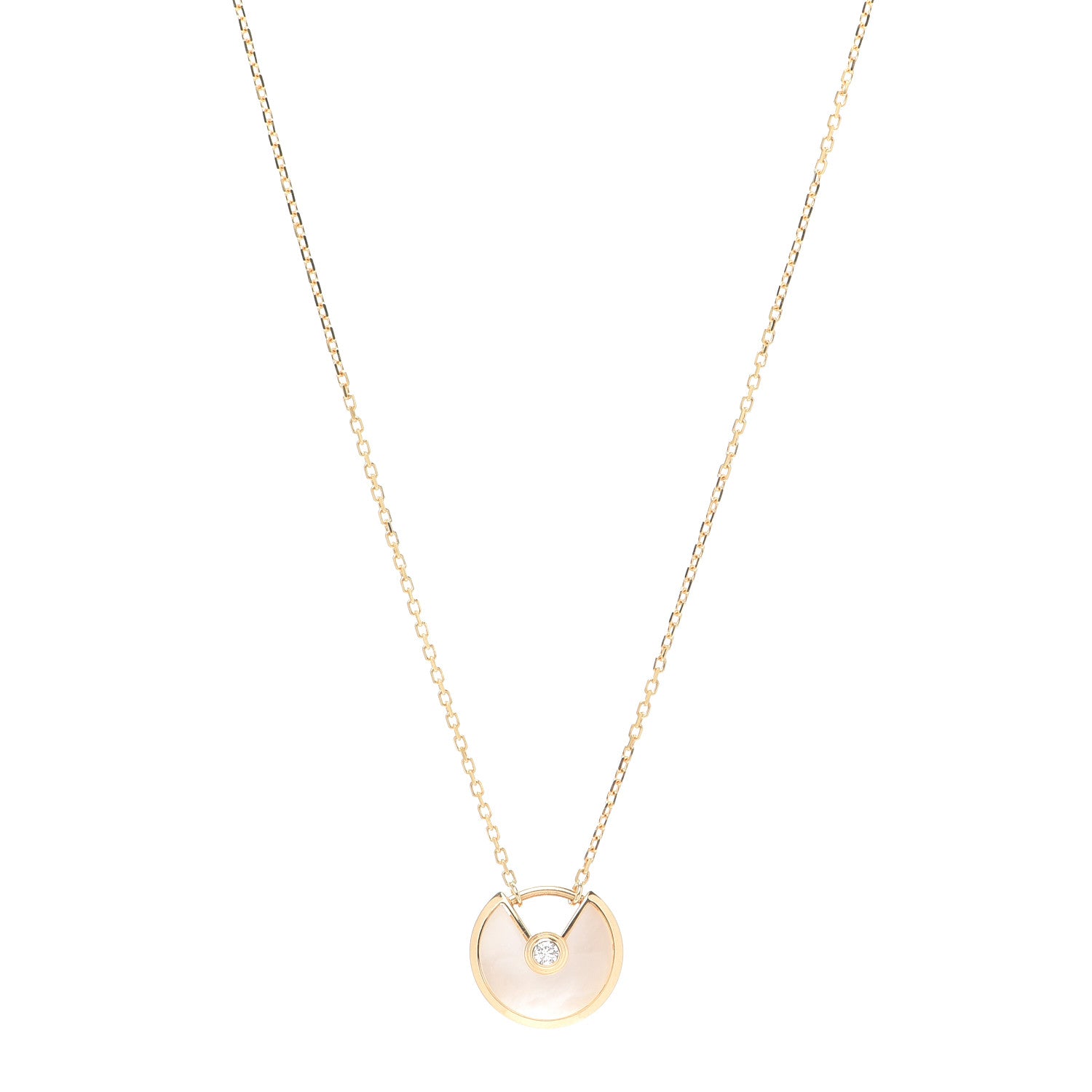 Cartier 18K Yellow Gold Diamond Mother of Pearl XS Amulette de Cartier Pendant Necklace 1 of 6