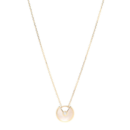 Cartier 18K Yellow Gold Diamond Mother of Pearl XS Amulette de Cartier Pendant Necklace 1 of 6