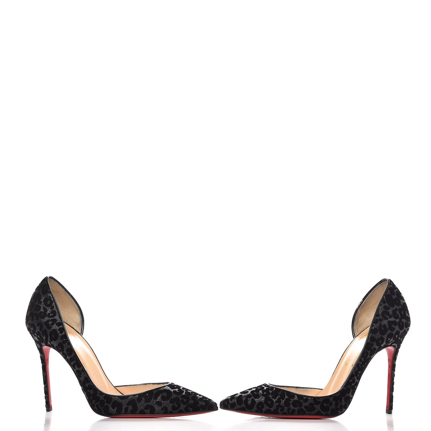 Christian Louboutin Glitter Leopard Print Iriza Pumps Heels 37.5 Black Grey 5 of 10