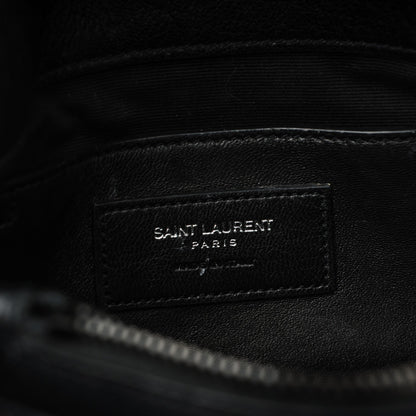 Saint Laurent Sheepskin Matelasse Chevron Monogram Medium College Bag Black 7 of 9