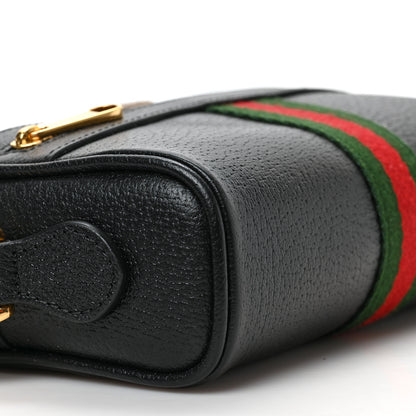 Gucci Calfskin Web Mini Ophidia Shoulder Bag Black 8 of 9