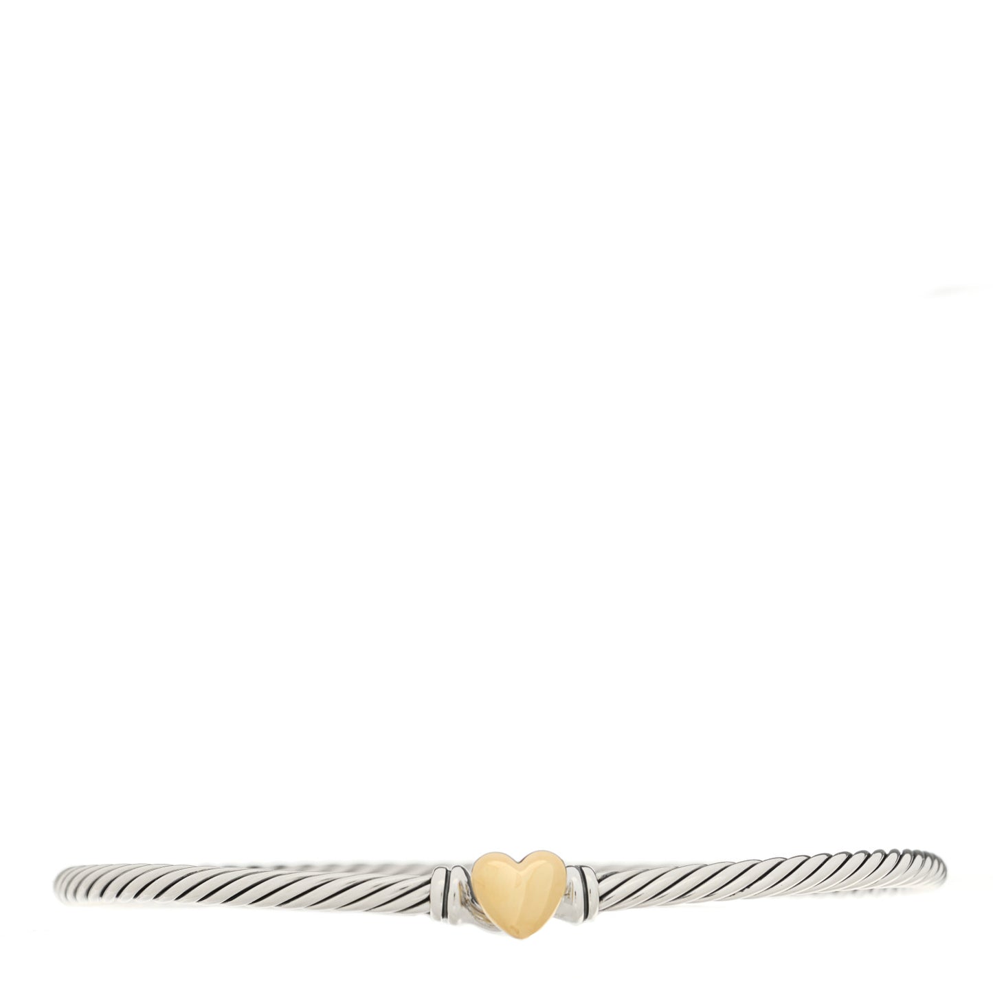 Sterling Silver 18K Yellow Gold 3mm Cable Collectibles Heart Bracelet