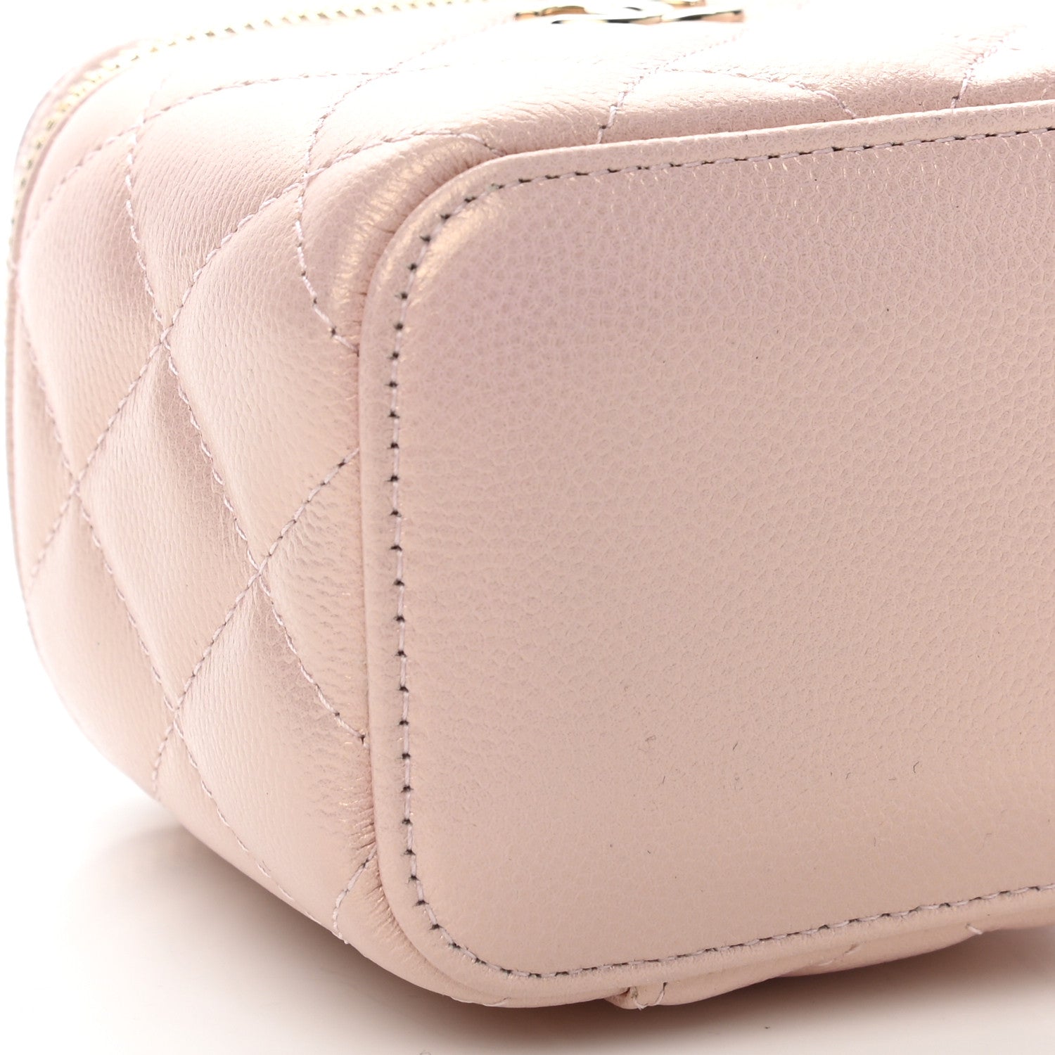 Chanel Iridescent Caviar Quilted Mini Pearl On Top Vanity Case With Chain Light Pink 10 of 12