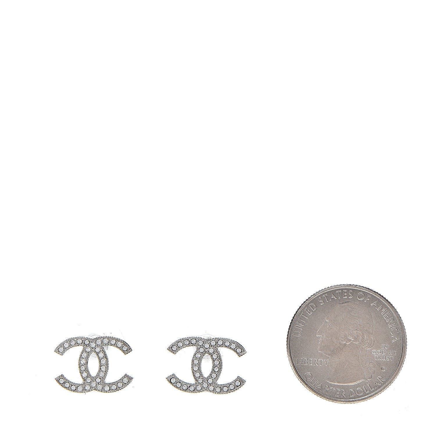 Chanel Crystal CC Earrings Silver 2 of 5