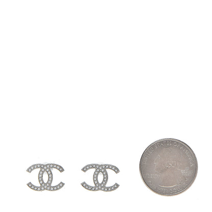 Chanel Crystal CC Earrings Silver 2 of 5