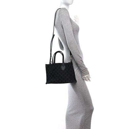 Gucci Denim Ophidia GG Monogram Tote Medium Black Grey 2 of 11