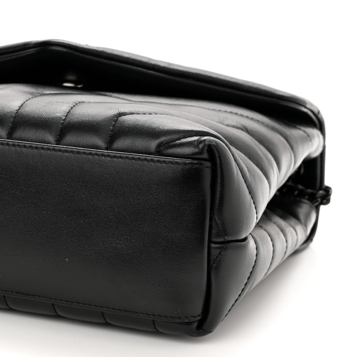 Saint Laurent Calfskin Y Quilted Monogram Monochrome Small Loulou Chain Satchel Black 11 of 13