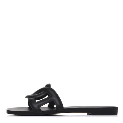 Hermes Rubber Aloha Sandals 36 Black 1 of 8