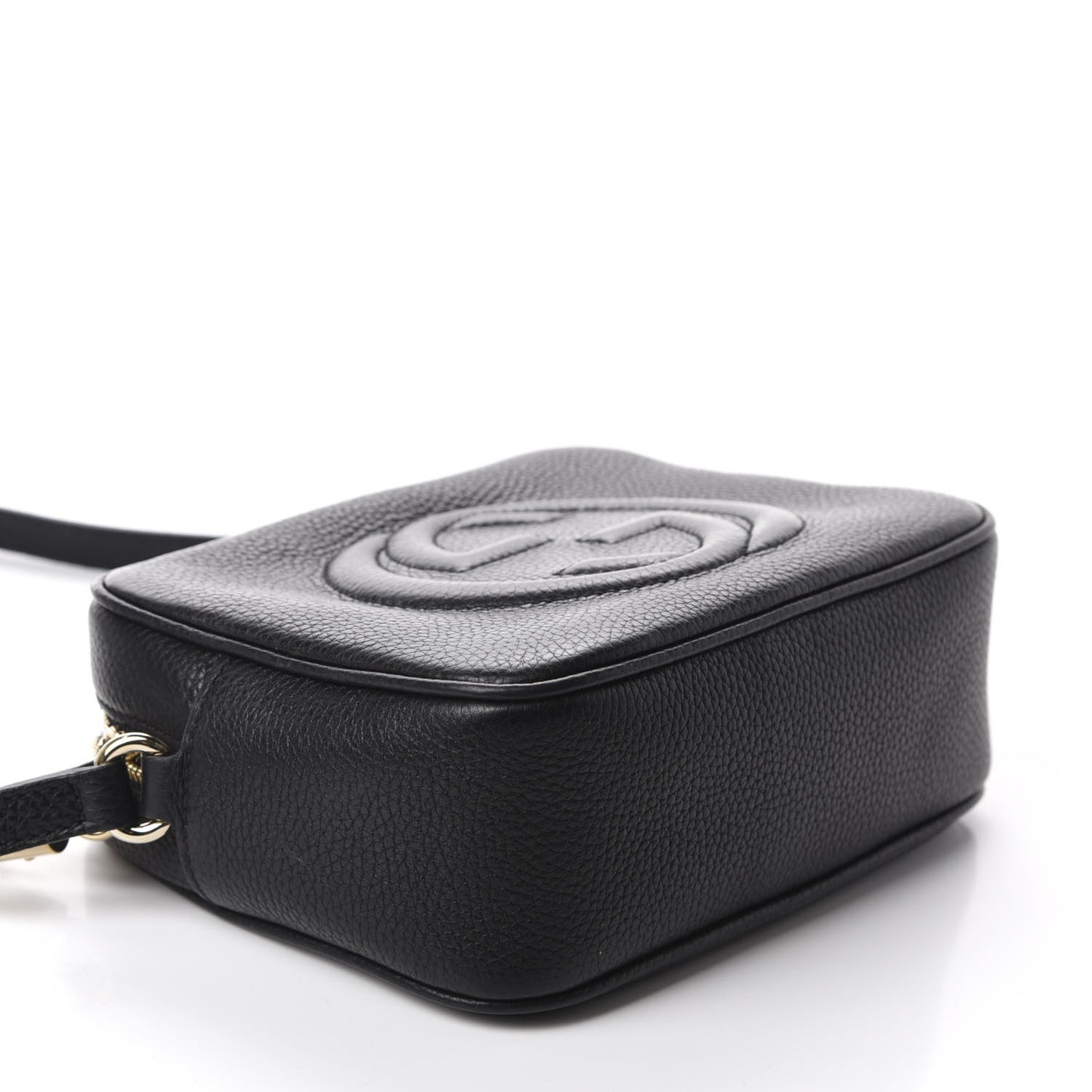 Pebbled Calfskin Small Soho Disco Bag Black