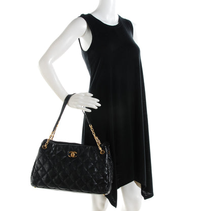 Chanel Calfskin Quilted Large Retro Chain Tote Black 2 of 9