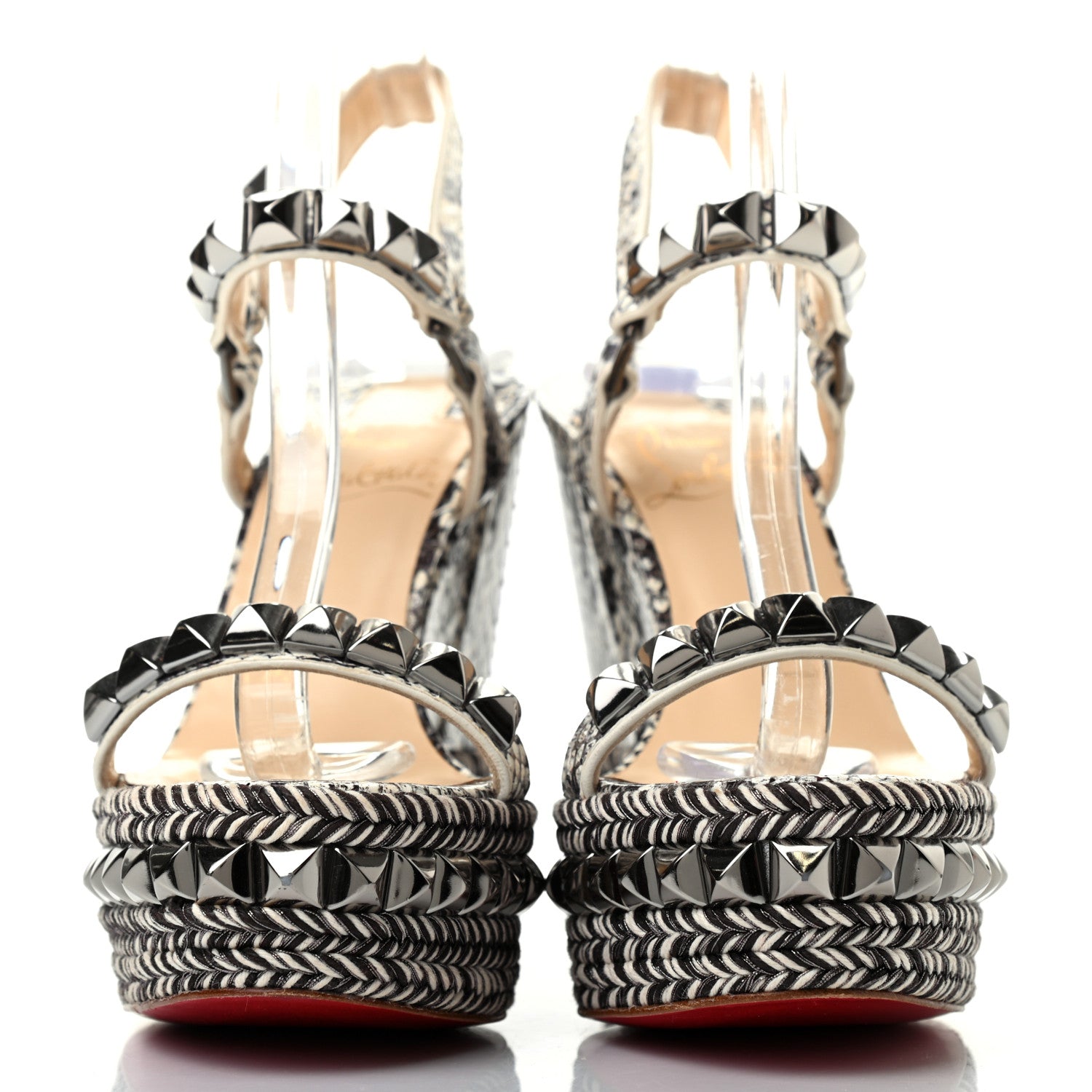 Christian Louboutin Watersnake Print Cataclou 120 Wedge Sandals 35 Roccia Gun Metal 2 of 7