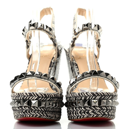 Christian Louboutin Watersnake Print Cataclou 120 Wedge Sandals 35 Roccia Gun Metal 2 of 7