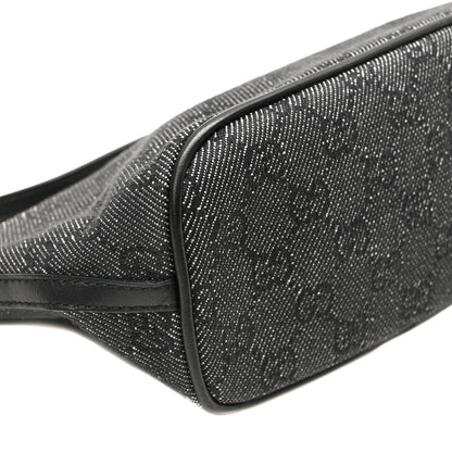 Gucci Denim Monogram Boat Pochette Black 9 of 10