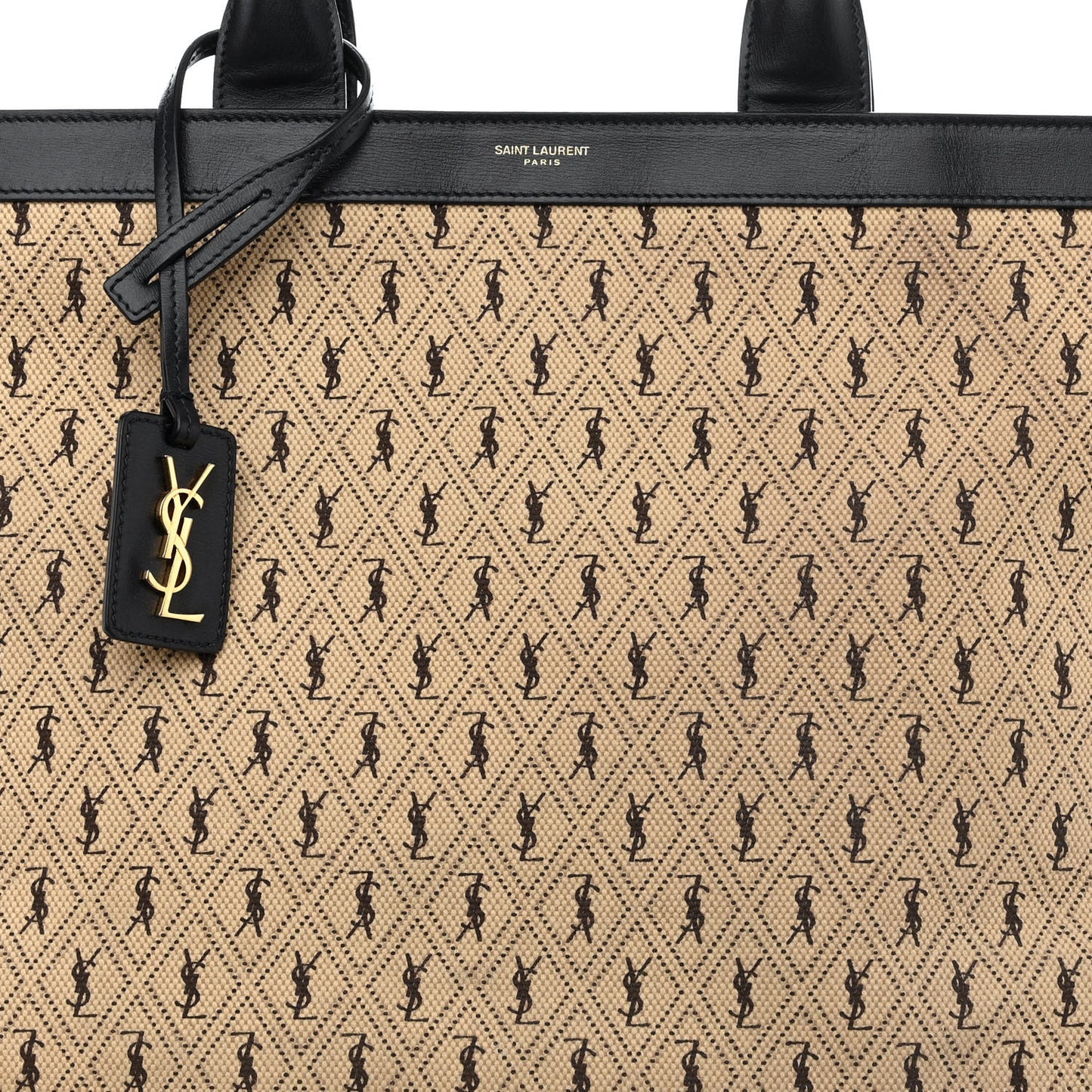 Canvas All-Over Monogram Cabas Tote Beige Black