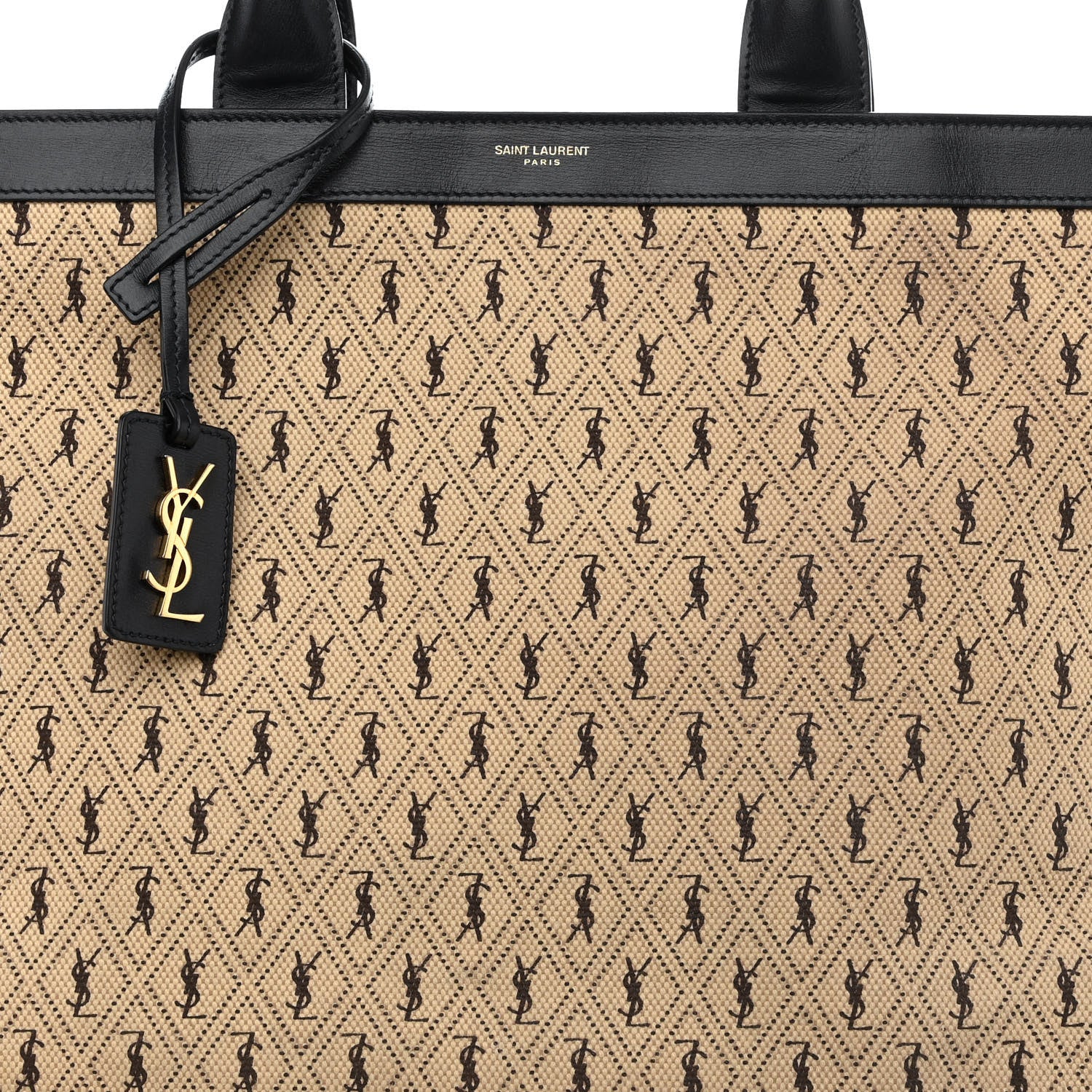 Saint Laurent Canvas All-Over Monogram Cabas Tote Beige Black 8 of 10