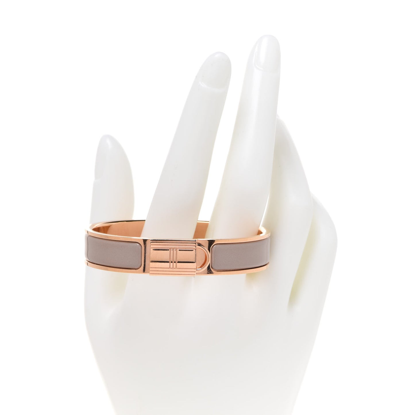 Enamel Narrow Clic Cadenas Bracelet PM Marron Glace