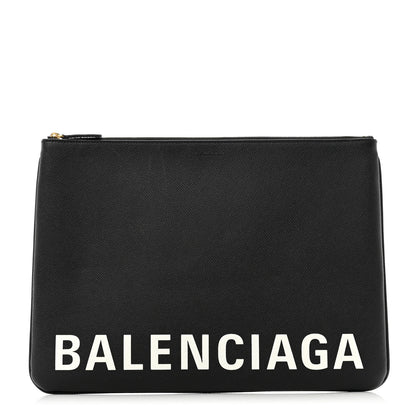 Balenciaga Grained Calfskin Large Ville Zip Pouch Black 1 of 7