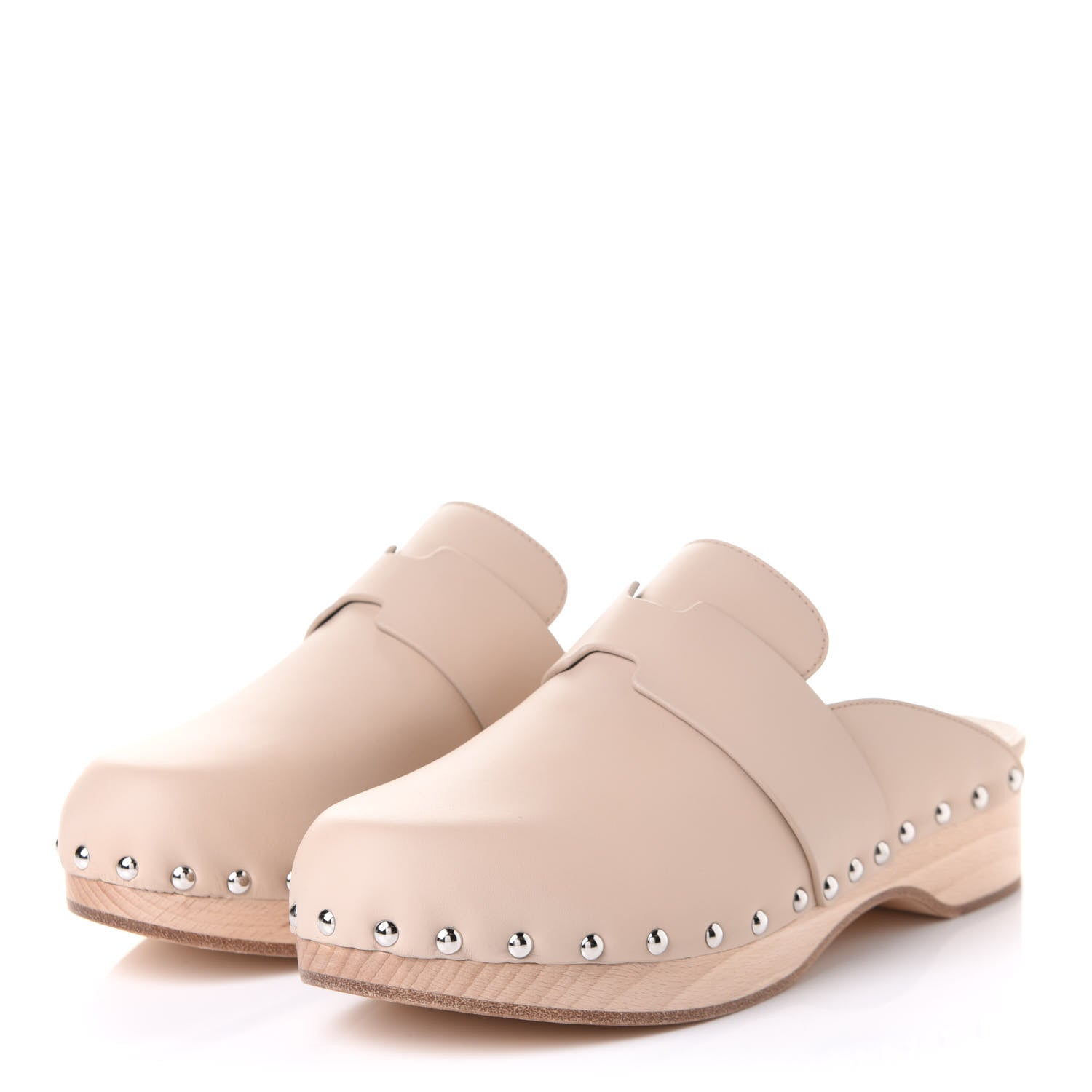 Hermes Calfskin Calya Mules 38 Hetre 3 of 9