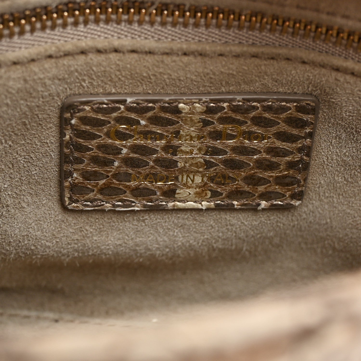 Christian Dior Metallic Snakeskin Cannage Mini Lady Dior Beige 6 of 10