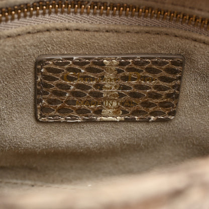 Christian Dior Metallic Snakeskin Cannage Mini Lady Dior Beige 6 of 10