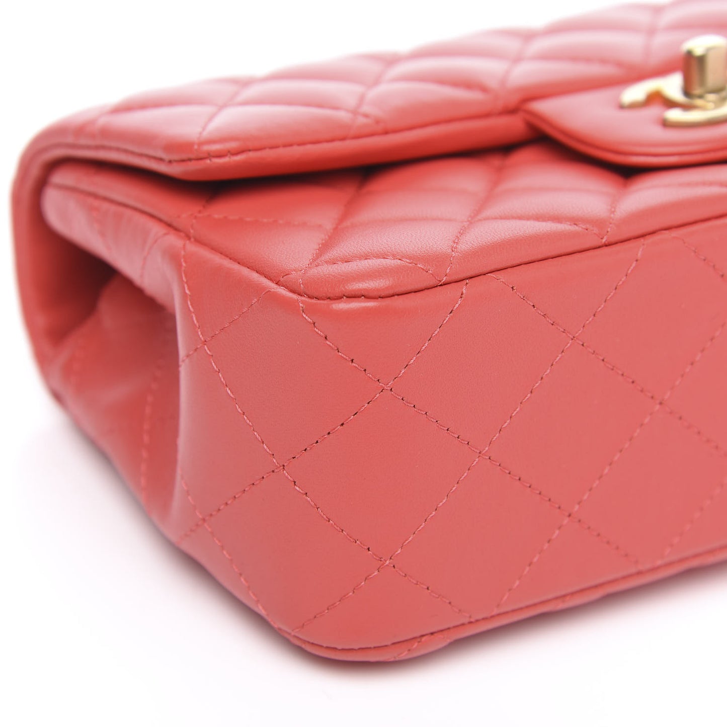Lambskin Quilted Mini Rectangular Flap Red
