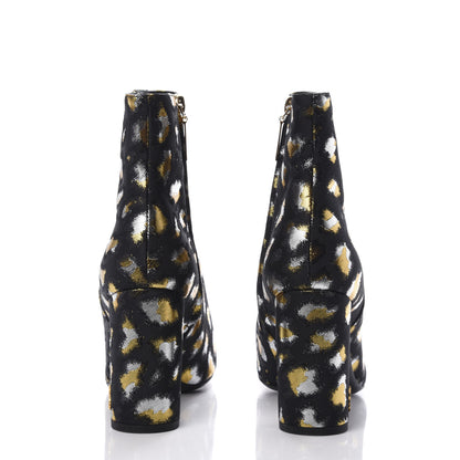 Saint Laurent Jacquard Leopard Loulou Ankle Boots 37 Oro 4 of 9