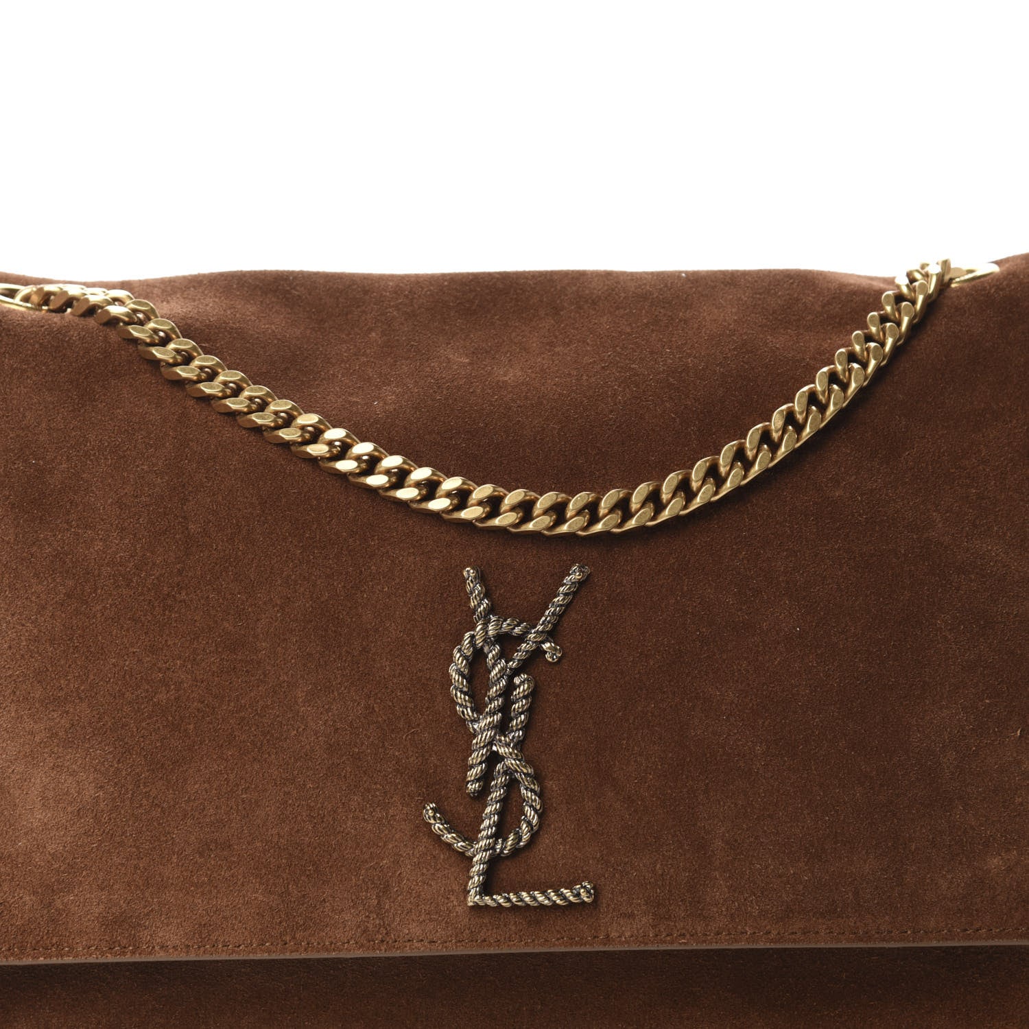 Saint Laurent Suede Braided Monogram Large Kate Satchel Brown 11 of 11