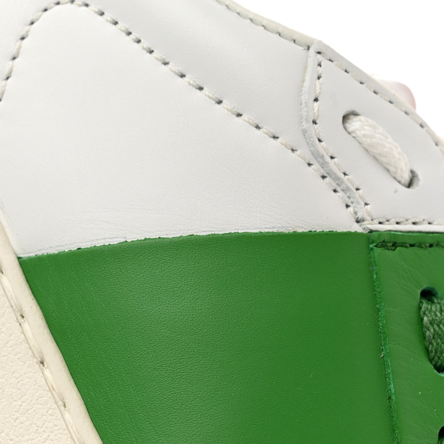 Calfskin Rockstud Untitled Open Sneakers 38.5 White Green