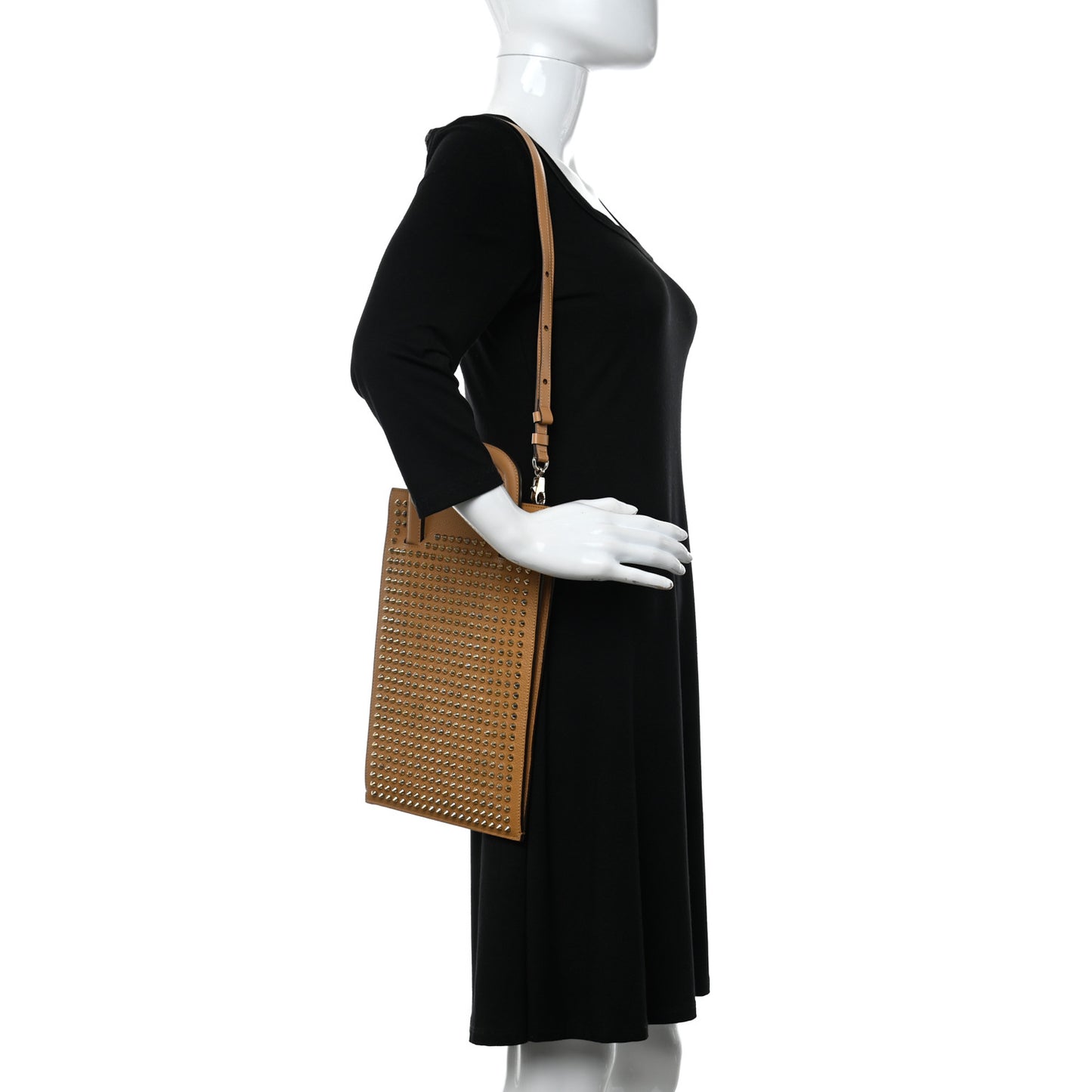 Calfskin Spiked Small Trictrac Portfolio Bag Cannelle